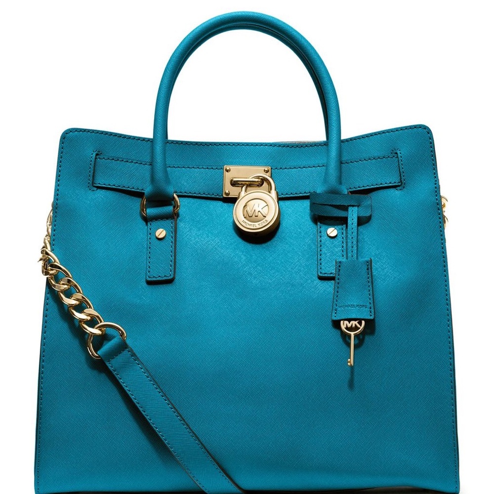 Michael Kors Turquoise Large Hamilton Saffiano Tote